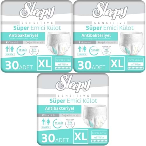 Sleepy Yetişkin Bezi Emici Külot XL - Ekstra Büyük - Extra Large 90 Adet (3PK*30)