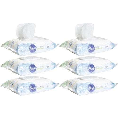 Sleepy Islak Havlu Mendil Pamuklu Yenidoğan Natural Bambu 40 Yaprak 6 Lı Set (240 Yaprak)