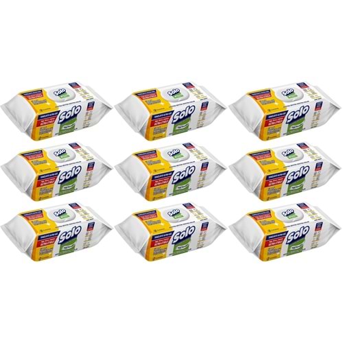 Solo Yüzey Temizlik Havlusu - Mendili 100 Yaprak Limon & Portakal Tazeliği (9 Lu Set) 900 Yaprak