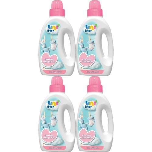 Uni Baby Çamaşır Yumuşatıcı 1500Ml Hassas Ciltler İçin/Hipoalerjenik (Pembe) (4 Lü Set)
