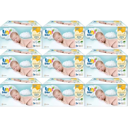 Uni Baby Islak Havlu Hassas Yeni Doğan 40 Yaprak (27 Li Set) 1080 Yaprak (Narin Ciltler için)(9PK*3)