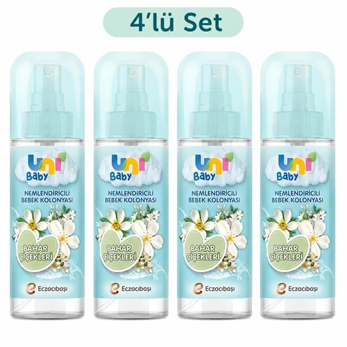 Uni Baby Bebek Kolonyası 150ML Nemlendiricili - Bahar Çiçekleri (4 Lü Set)