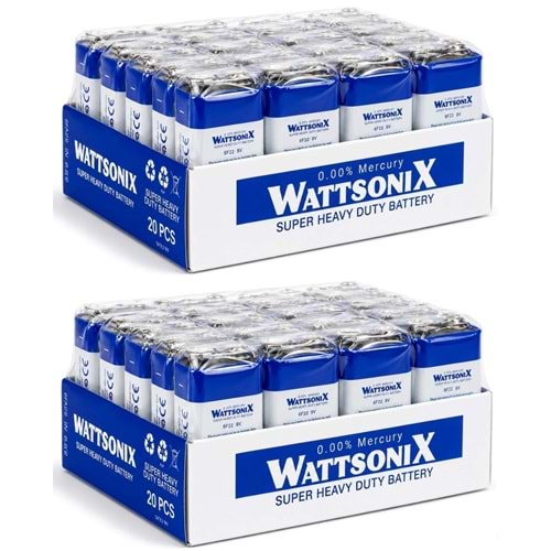 Wattsonıx Çinko Karbon 9V PİL Tekli 1 Adet (40 Lı Set)