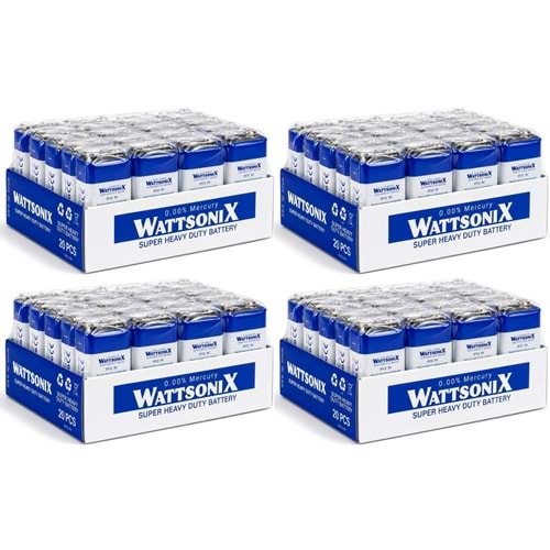 Wattsonıx Çinko Karbon 9V PİL Tekli 1 Adet (80 Li Set)