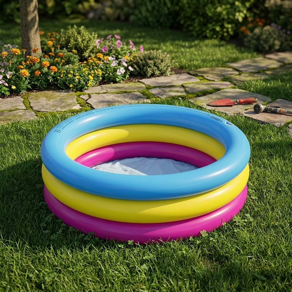 Sunrise Kiddy 3 Halkalı Renkli Şişme Çocuk Havuzu 76 cm x 25 cm 10086
