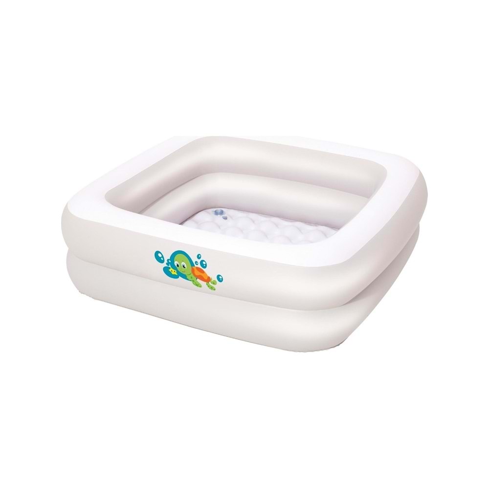 Bestway Kare Bebek Havuzu 86x86x25 cm Şişirilebilir Zemin ile Oyun ve Küvet Kullanımı