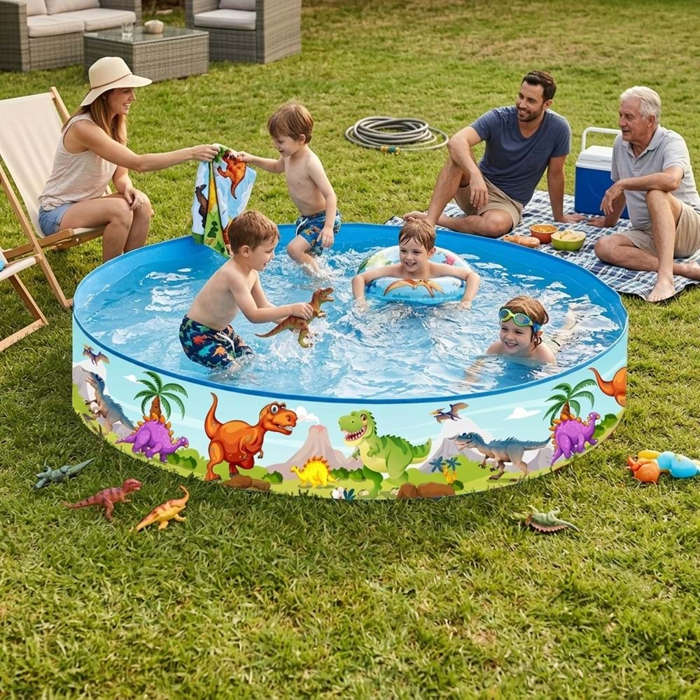 Dinozor Temalı Sert Duvarlı Çocuk Havuzu 180 cm x 40 cm 51507