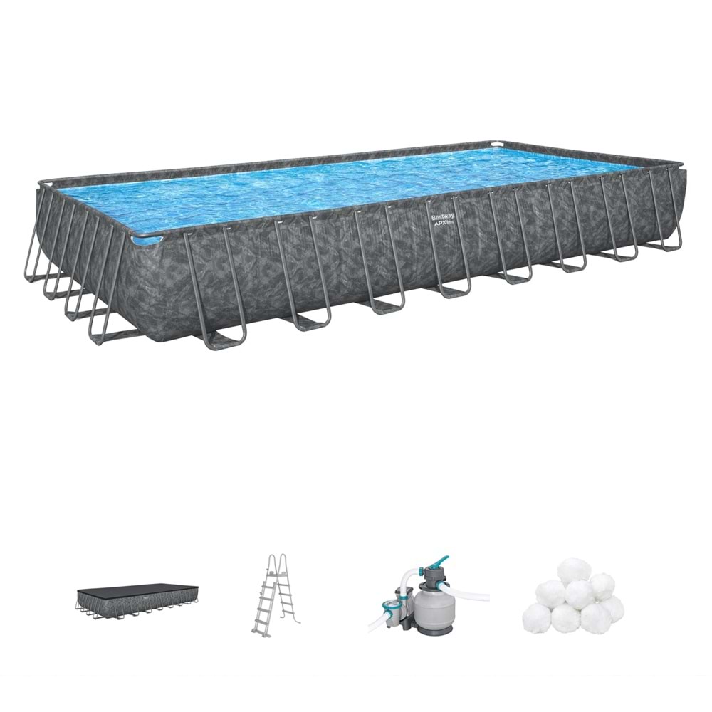 Bestway® APX 365™ 561KJ Dikdörtgen Prefabrik Havuz 9,56 m x 4,88 m x 1,32 m