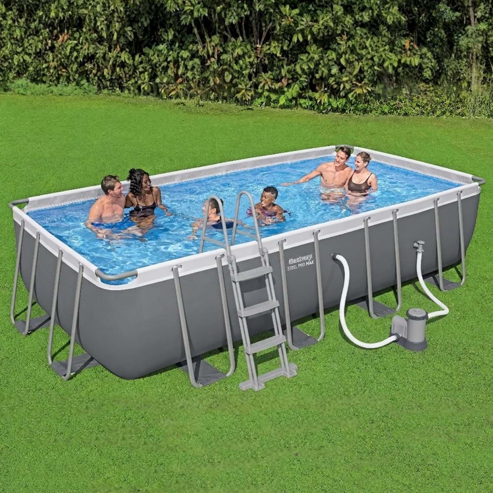Bestway Steel Pro MAX Yer Üstü Prefabrik Dikdörtgen Havuz Seti 549cm x 274cm x 122cm 56465