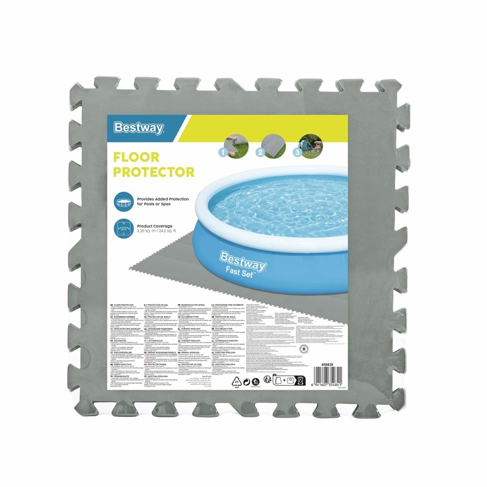 Bestway 50 cm x 50 cm Parçalı Zemin Koruyucu, 9'lu Paket 58639