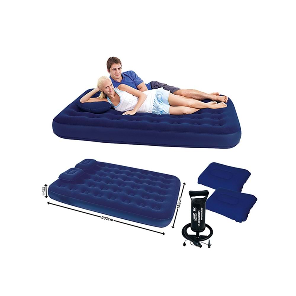 Bestway Pavillo 67374 Çift Kişilik Şişme Yatak +Pompa +2 Yastık 203X152X22