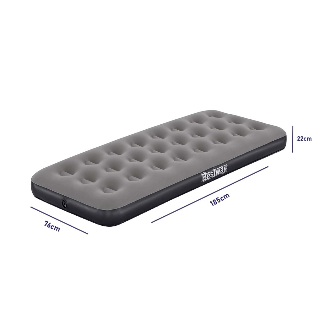 Bestway Single Tek Kişilik Şişme Yatak + El Pompası ve Yastık 185x76x22cm 671GY BW142