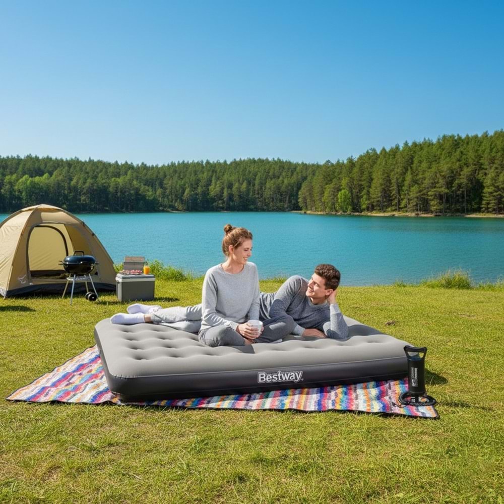 Bestway Ultra Queen 2 Kişilik Şişme Yatak + El Pompası Hediyeli 191x137x22cm 671GZ BW143-1
