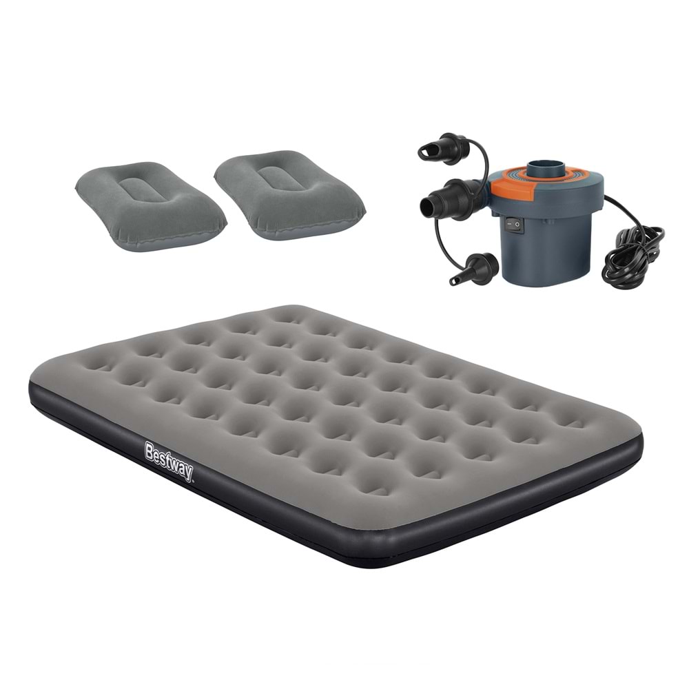 Bestway Ultra Queen 2 Kişilik Şişme Yatak + Elektrikli Pompa ve Yastık Hediyeli 191x137x22cm 671GZ BW145