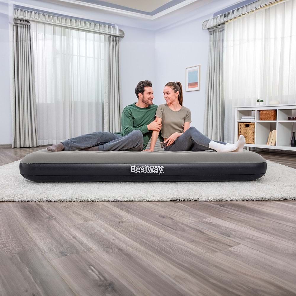 Bestway Ultra King 3 Kişilik Şişme Yatak, El pompası ve Yastık 203x183x22cm 671HC BW149