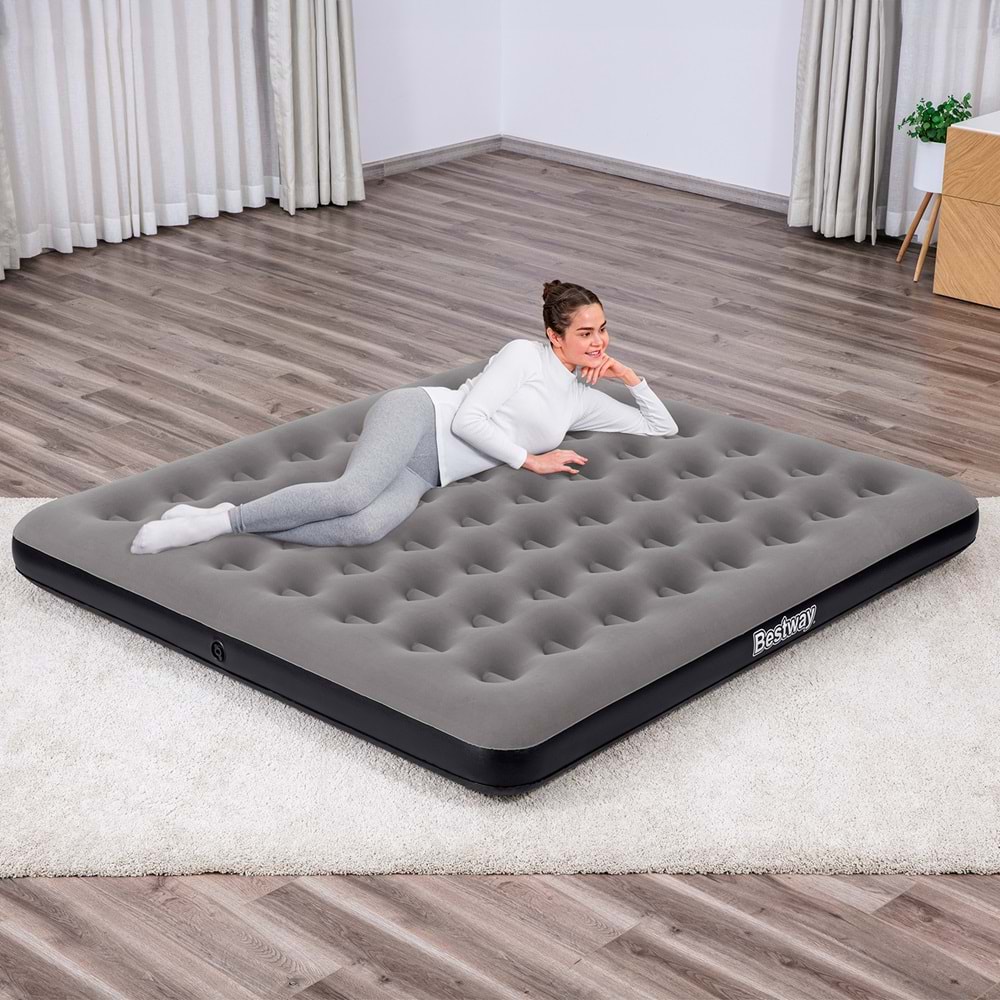 Bestway Ultra King 3 Kişilik Şişme Yatak, El pompası ve Yastık 203x183x22cm 671HC BW149