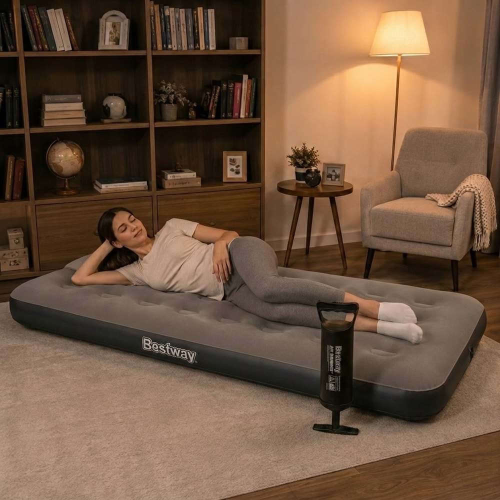 Bestway Single Tek Kişilik Şişme Yatak + El Pompası 185x76x22cm 671GY BW150