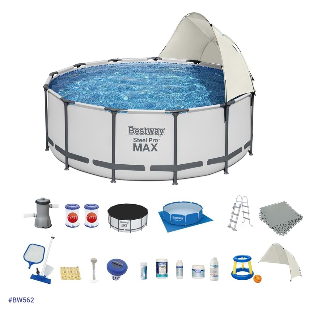 Bestway Yuvarlak Gölgelikli Prefabrik FULL Havuz Seti 366x122cm 56420 BW562