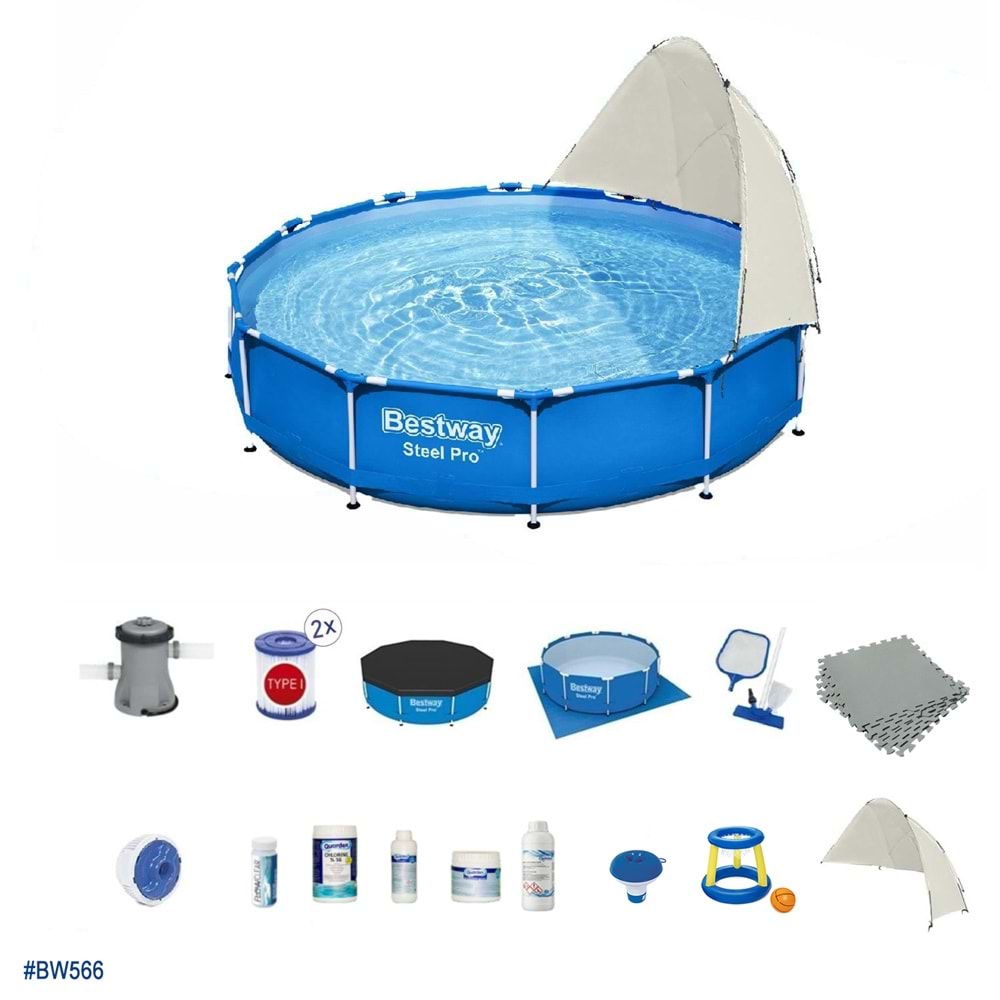 Bestway Gölgelikli Prefabrik Full Havuz Seti 366x76 cm BW566 56706