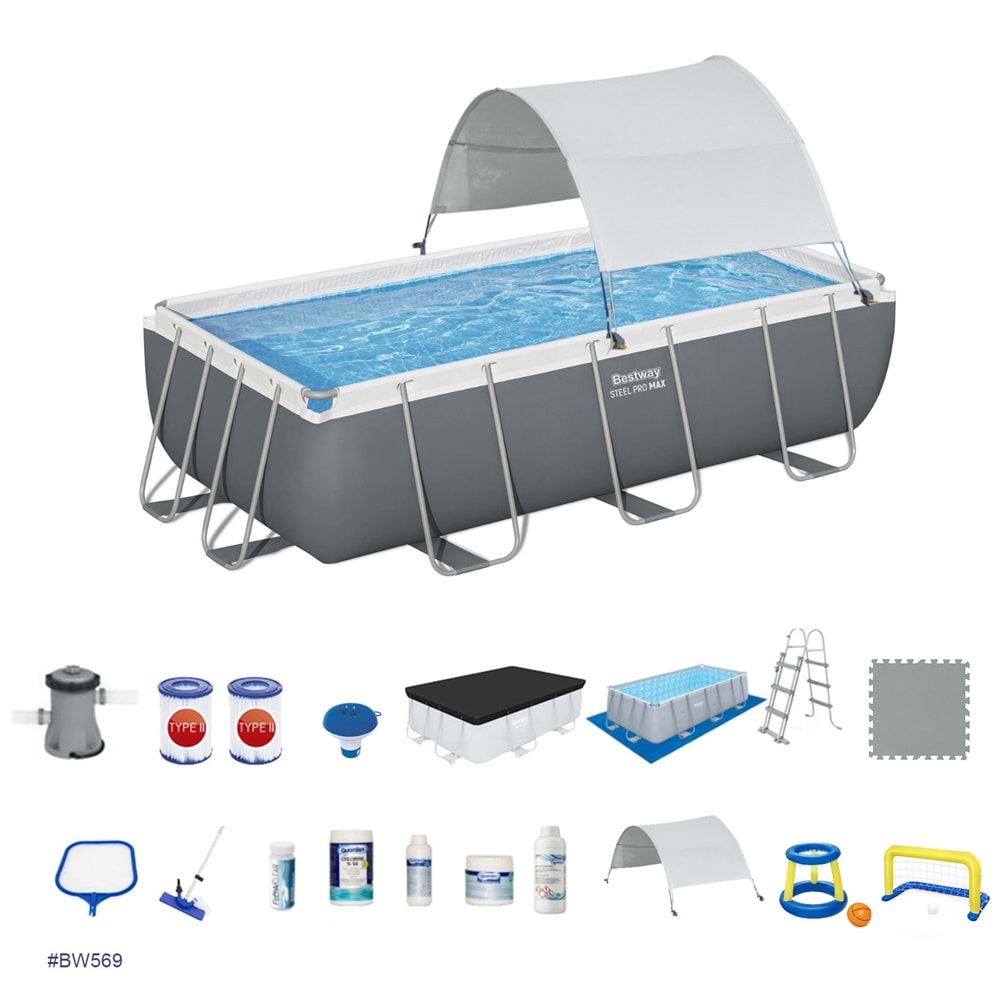 Bestway Gölgelikli Prefabrik Havuz Seti 404x201x100cm BW569 56441