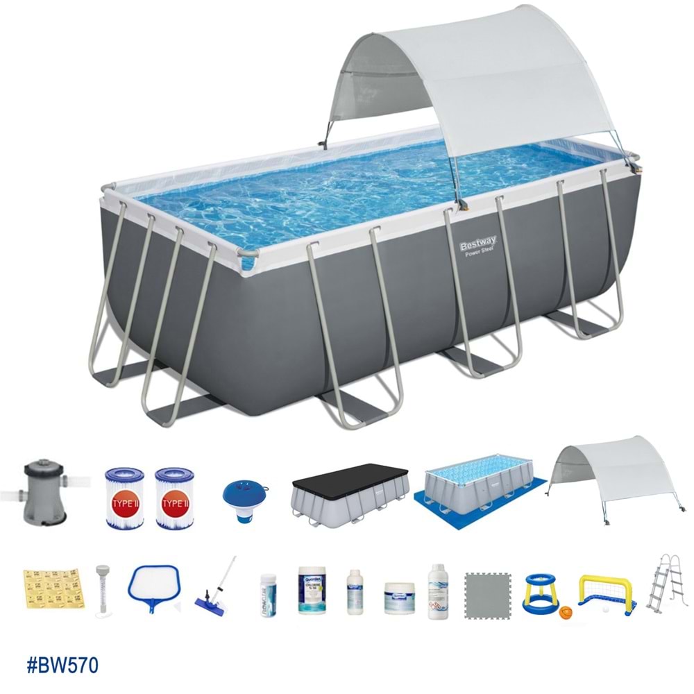 Bestway Gölgelikli Prefabrik Full Havuz Seti 412x201x122cm BW570 56456