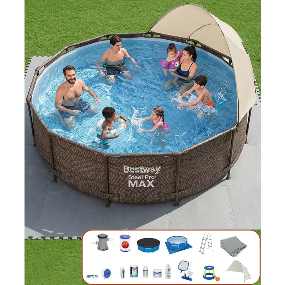Bestway Yuvarlak Prefabrik Gölgelikli Full Havuz Seti 366x100cm BW573 56709