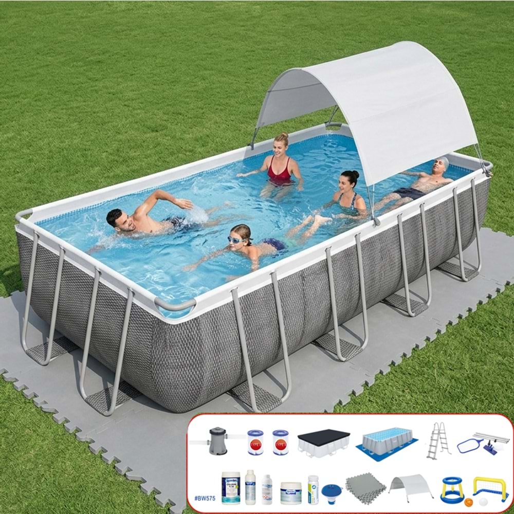 Bestway Gölgelikli Prefabrik Full Havuz Seti 488x244x122cm BW575 56996