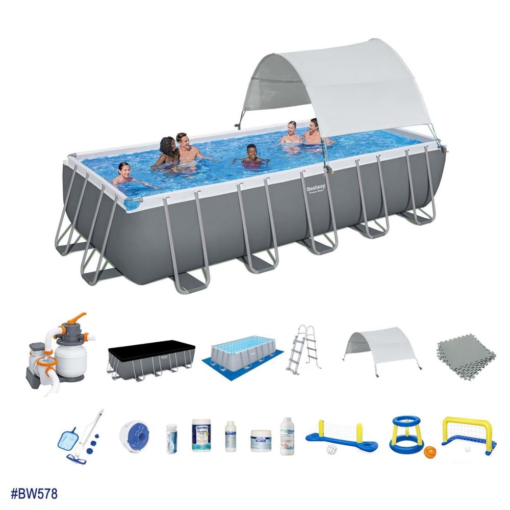 Bestway Gölgelikli Büyük Prefabrik Full Havuz Seti 549x274x132cm BW578 5619Q