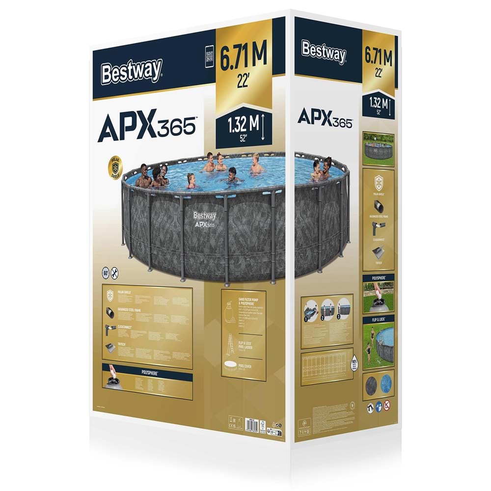 Bestway® APX 365™ 561JZ Yuvarlak Prefabrik Havuz Seti 6,71 m x 1,32 m BW581