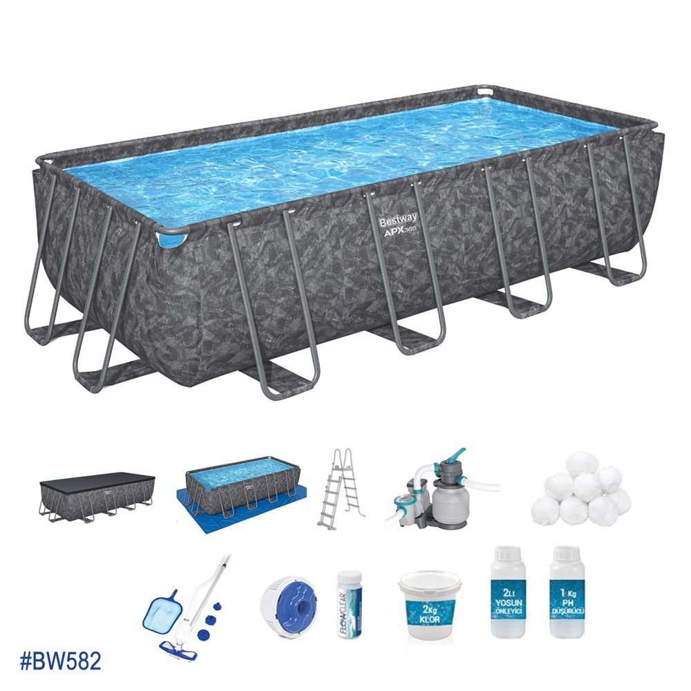 Bestway® APX 365™ 561KA Dikdörtgen Prefabrik Havuz Seti 5,49 m x 2,74 m x 1,32 m BW582