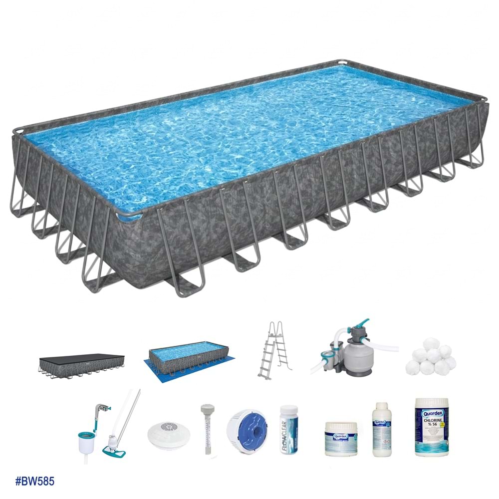 Bestway® APX 365™ 561KJ Dikdörtgen Prefabrik Havuz Seti 9,56 m x 4,88 m x 1,32 m BW585