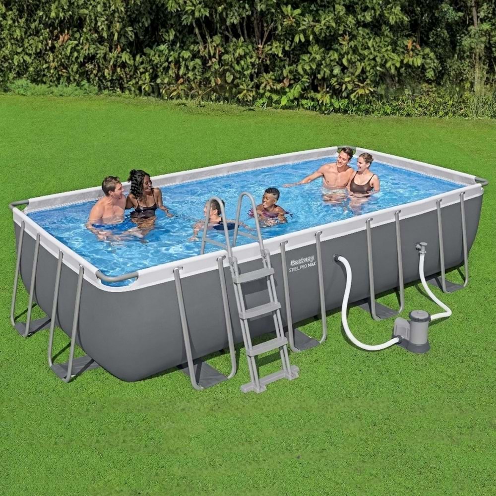 Bestway Steel Pro MAX Gölgelikli Prefabrik Dikdörtgen Havuz Seti 5,49 m x 2,74 m x 1,22 m 56465 BW590