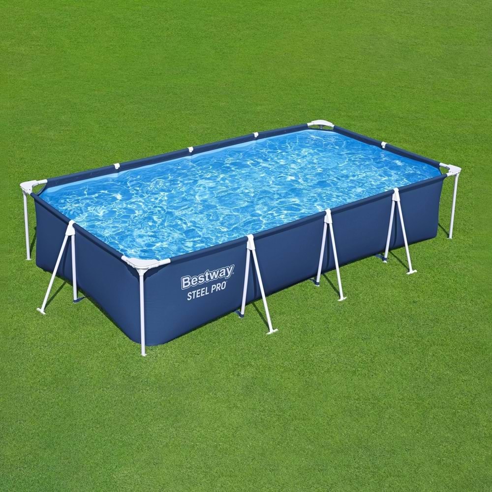 Bestway Steel Pro Prefabrik Yer Üstü Gölgelikli Dikdörtgen Havuz 4,00 m x 2,11 m x 81 cm 56405 BW591