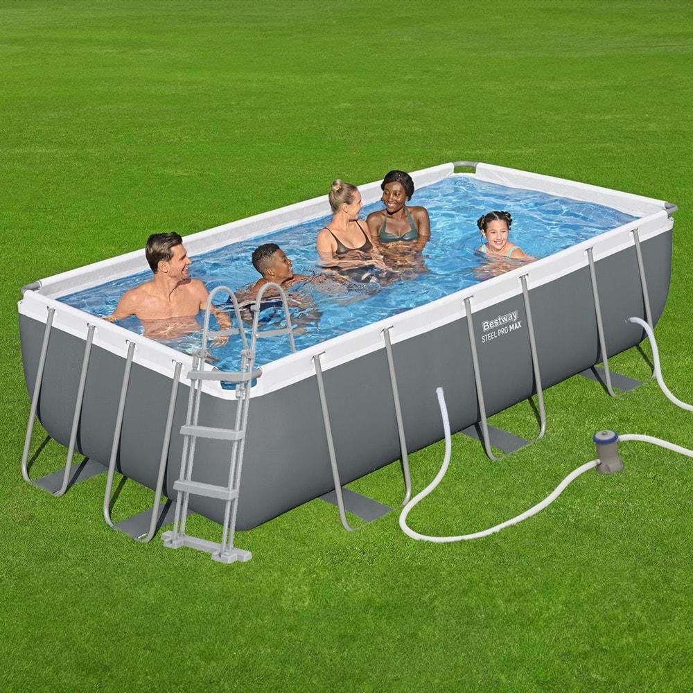 Bestway Gölgelikli Prefabrik Dikdörtgen Havuz Seti 404 cm x 201 cm x 100 cm 56441 BW593
