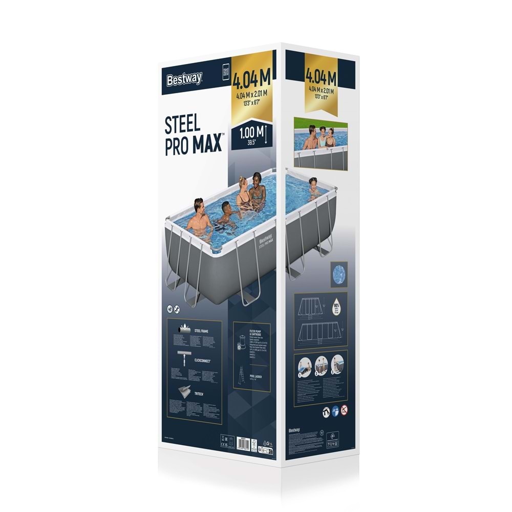 Bestway Gölgelikli Prefabrik Dikdörtgen Havuz Seti 404 cm x 201 cm x 100 cm 56441 BW593
