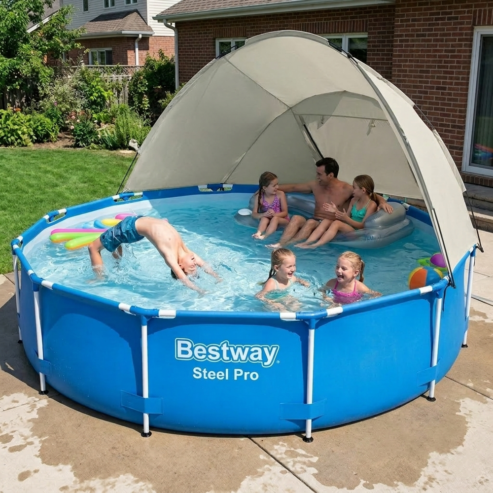 Bestway® Steel Pro Yer Üstü Gölgelikli Prefabrik Havuz Seti 366x76 cm 56706 BW603