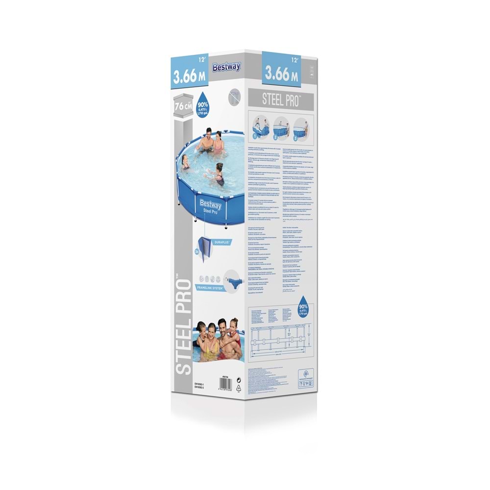 Bestway® Steel Pro Yer Üstü Gölgelikli Prefabrik Havuz Seti 366x76 cm 56706 BW603