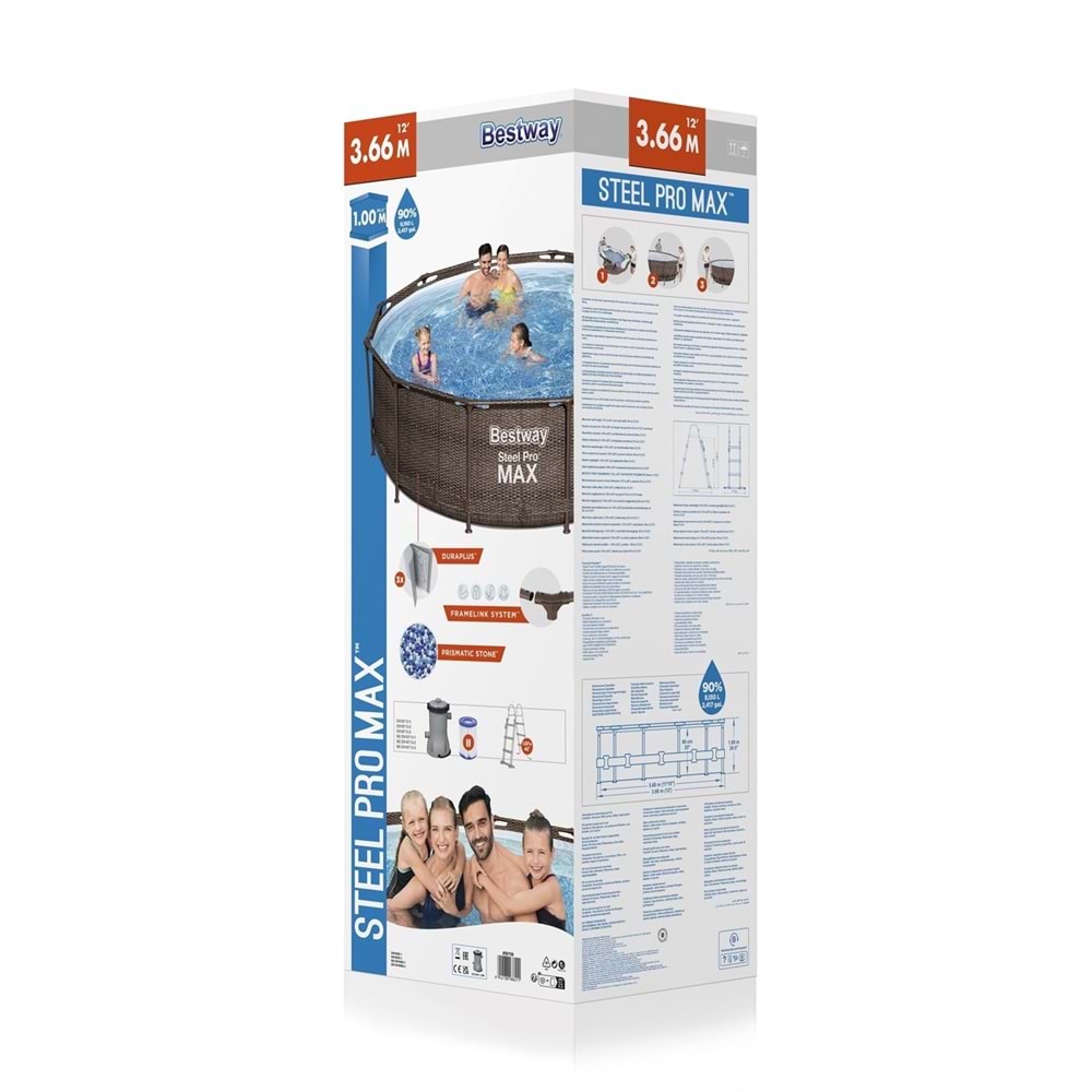 Bestway Steel Pro MAX Gölgelikli Prefabrik Çember Havuz Seti 366cm x 100cm 56709 BW605