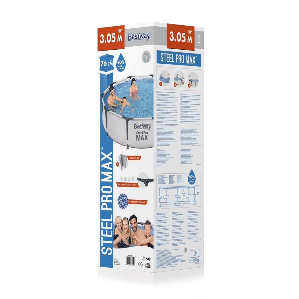 Bestway Steel Pro MAX Gölgelikli Yer Üstü Prefabrik Havuz 305cm x 76cm 56406 BW608