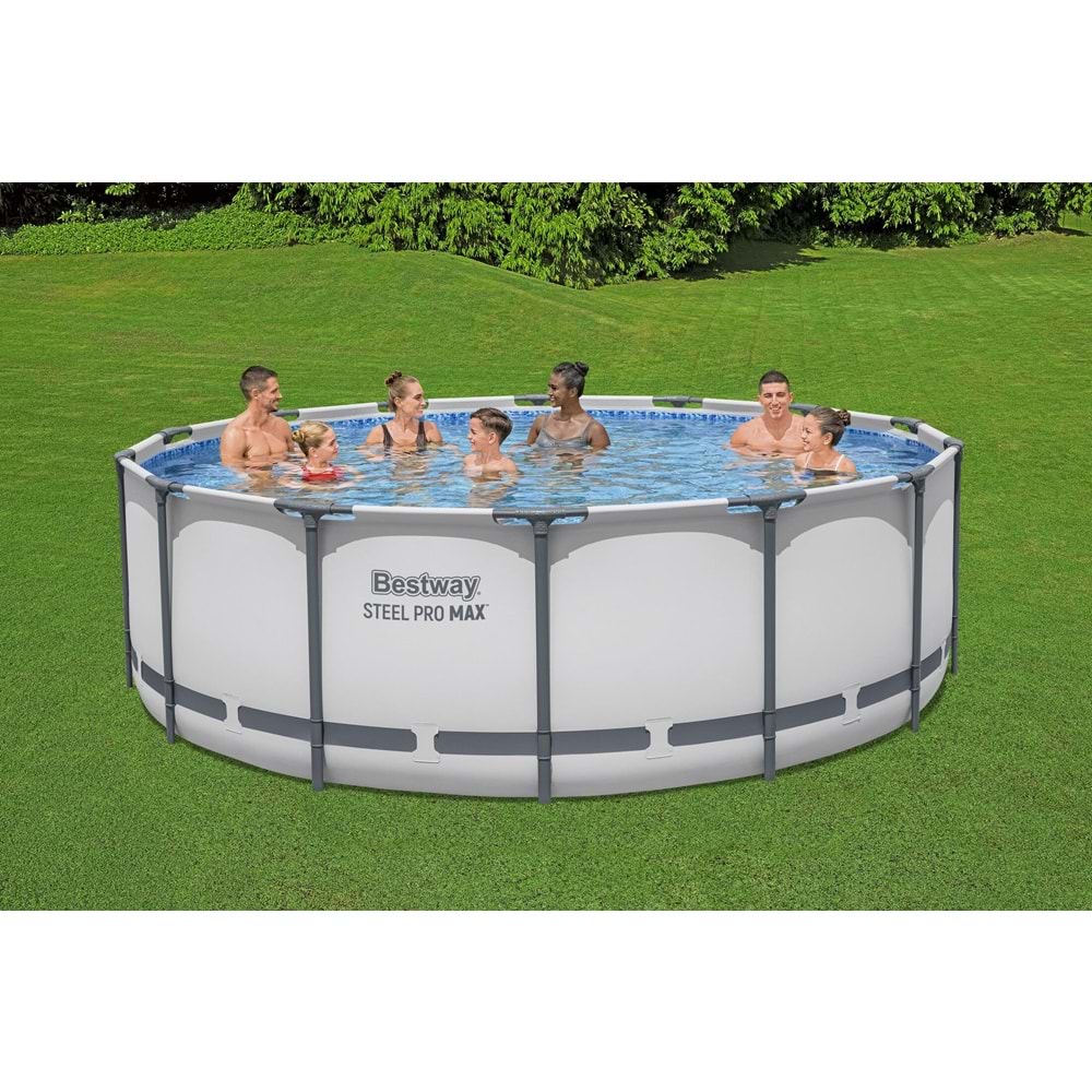 Bestway Steel Pro MAX Gölgelikli Prefabrik Yuvarlak Havuz Seti 427cm x 122cm 5612X BW609