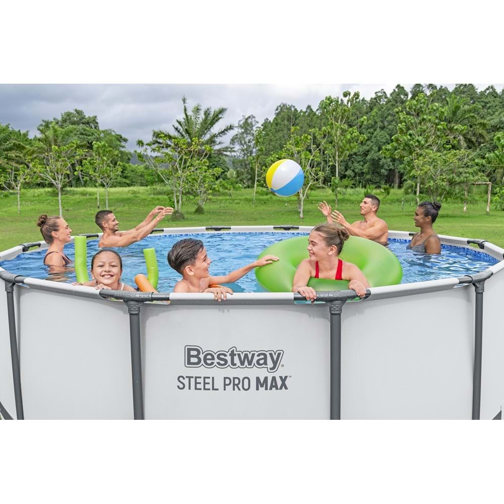 Bestway Steel Pro MAX Gölgelikli Prefabrik Yuvarlak Havuz Seti 427cm x 122cm 5612X BW609