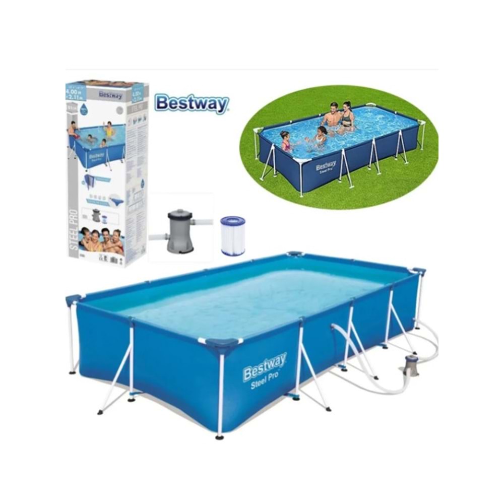 56424 Steel Pro Prefabrik Havuz Filtre Dahil 400x211x81cm 220v Jtrd56424