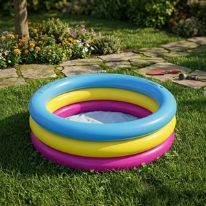Sunrise Kiddy 3 Halkalı Renkli Şişme Çocuk Havuzu 76 cm x 25 cm 10086