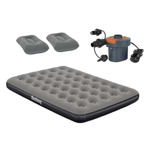 Bestway Ultra Queen 2 Kişilik Şişme Yatak + Elektrikli Pompa ve Yastık Hediyeli 191x137x22cm 671GZ BW145