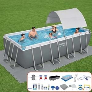 Beswtay Gölgelikli Büyük Prefabrik Full Havuz Seti 488x244x122cm 56670 BW577