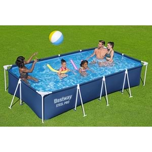Bestway Steel Pro Prefabrik Yer Üstü Gölgelikli Dikdörtgen Havuz 4,00 m x 2,11 m x 81 cm 56405 BW591