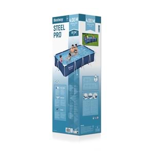 Bestway Steel Pro Prefabrik Yer Üstü Gölgelikli Dikdörtgen Havuz 4,00 m x 2,11 m x 81 cm 56405 BW591