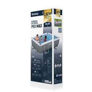 Bestway Steel Pro MAX Gölgelikli Prefabrik Dikdörtgen Havuz Seti 282 cm x 196 cm x 84 cm BW592