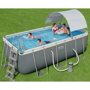 Bestway Gölgelikli Prefabrik Dikdörtgen Havuz Seti 412 cm x 201 cm x 122 cm 56456 BW594