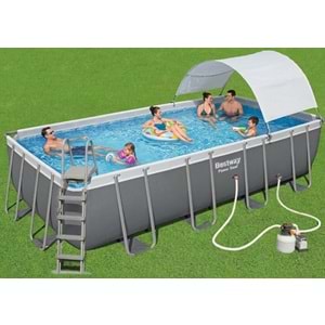 Bestway Steel Pro MAX Gölgelikli Prefabrik Yer Üstü Havuz Seti 549 cm x 274 cm x 122 cm 56466 BW596